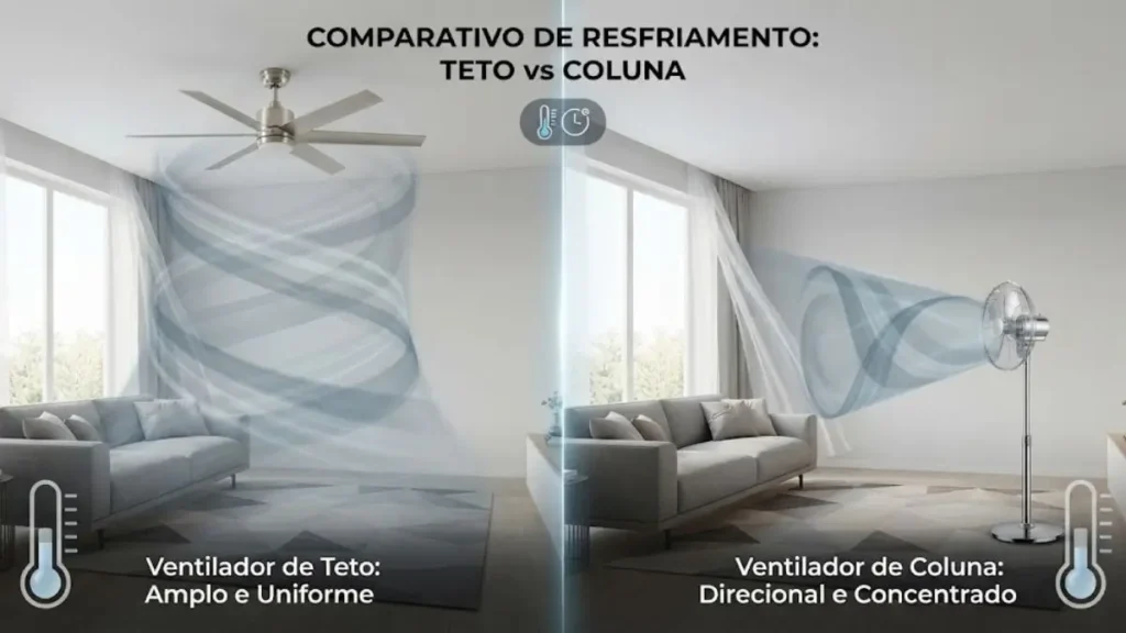 Ventilador de teto ou de coluna: Qual refresca mais o ambiente?